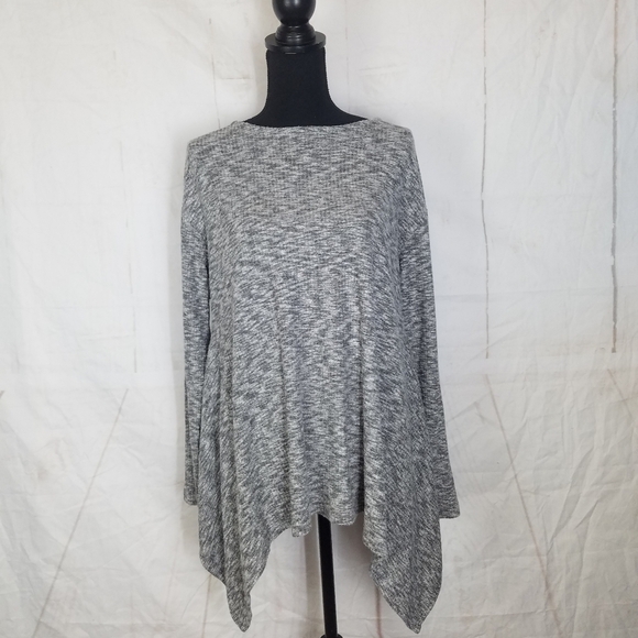 gibson gray heather twist tie back tunic top - Picture 1 of 7